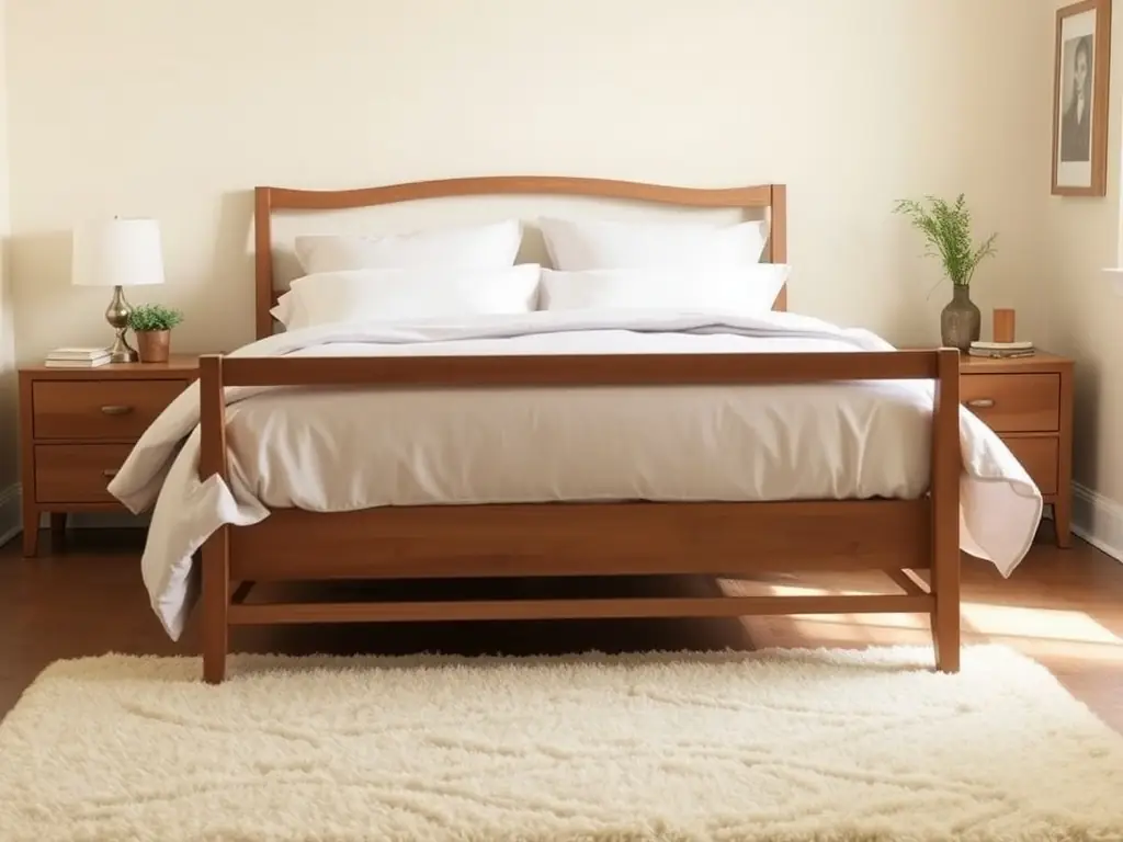 A cozy and inviting bedroom featuring furniture from the 'Rustic Charm' collection, showcasing warm wood tones, comfortable textures, and a relaxed, inviting atmosphere.