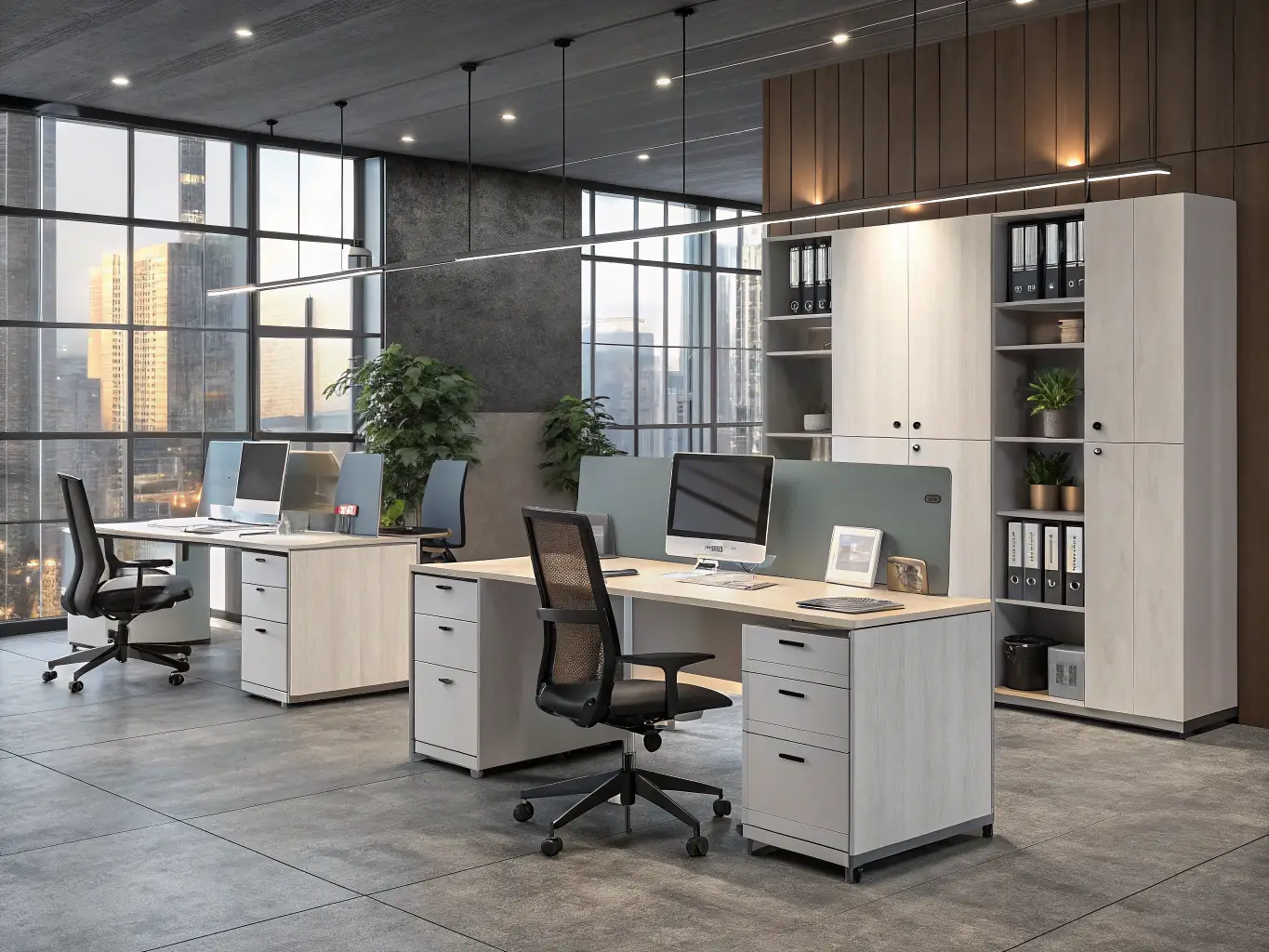 A visually appealing image of a SteelcaseCo modular desk setup in a collaborative workspace, highlighting its flexibility and adaptability.