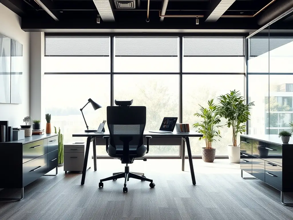 A sophisticated office space featuring furniture from the 'Executive Office' collection, highlighting ergonomic designs, premium materials, and a professional aesthetic.